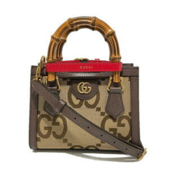 Gucci Diana Bag Jumbo GG Canvas Leather Bamboo Brown - Picture 1 of 8